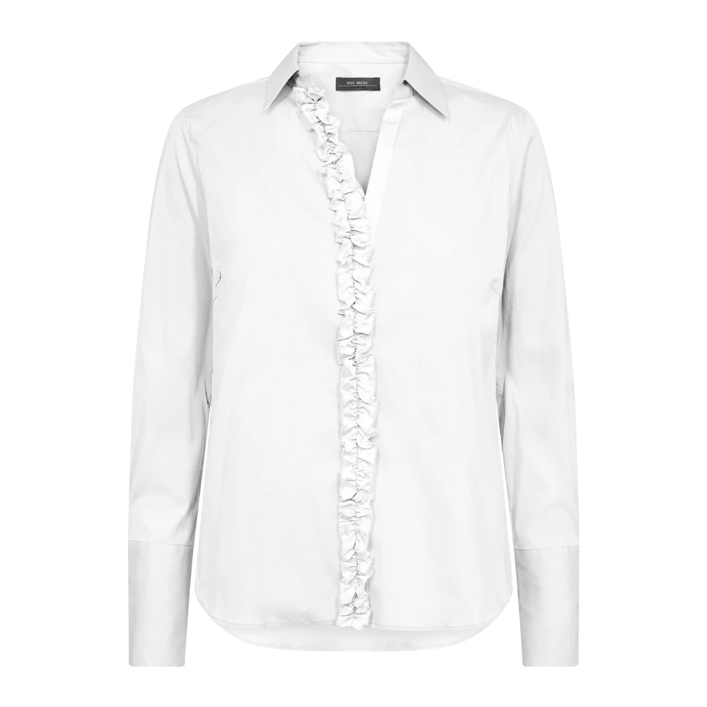 MOS Mosh Feminin Satin Skjorta med Ruffle Detaljer White, Dam