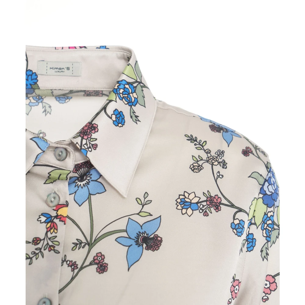 Himon's Grijze Bloemen Zijden Blouse Elegante Stijl Multicolor Dames