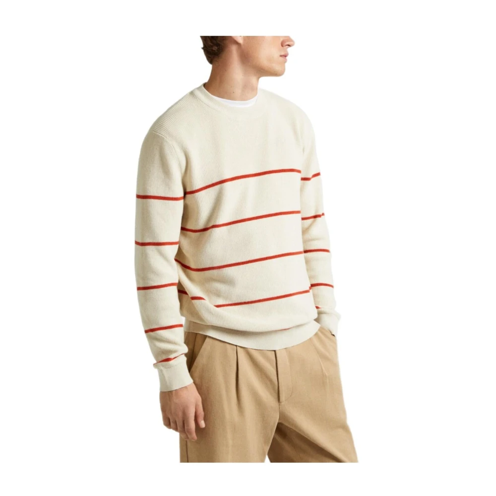 Pepe Jeans Moderne Gestreepte Katoenen Trui White Heren