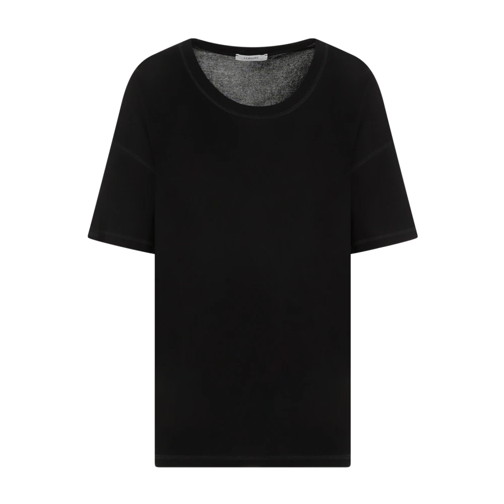 Lemaire Geribbeld Zwart T-shirt Bk999 Black Dames