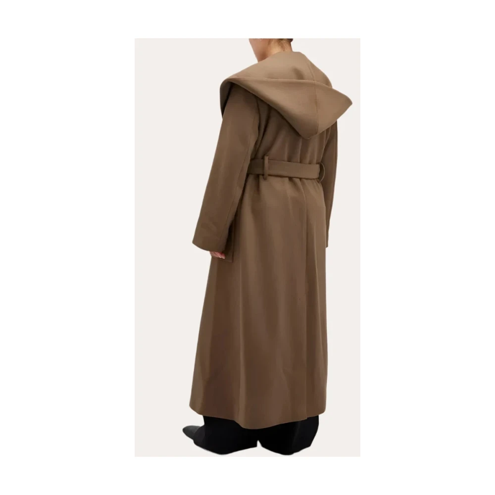 Róhe Khaki Hooded Wrap Jas Brown Dames