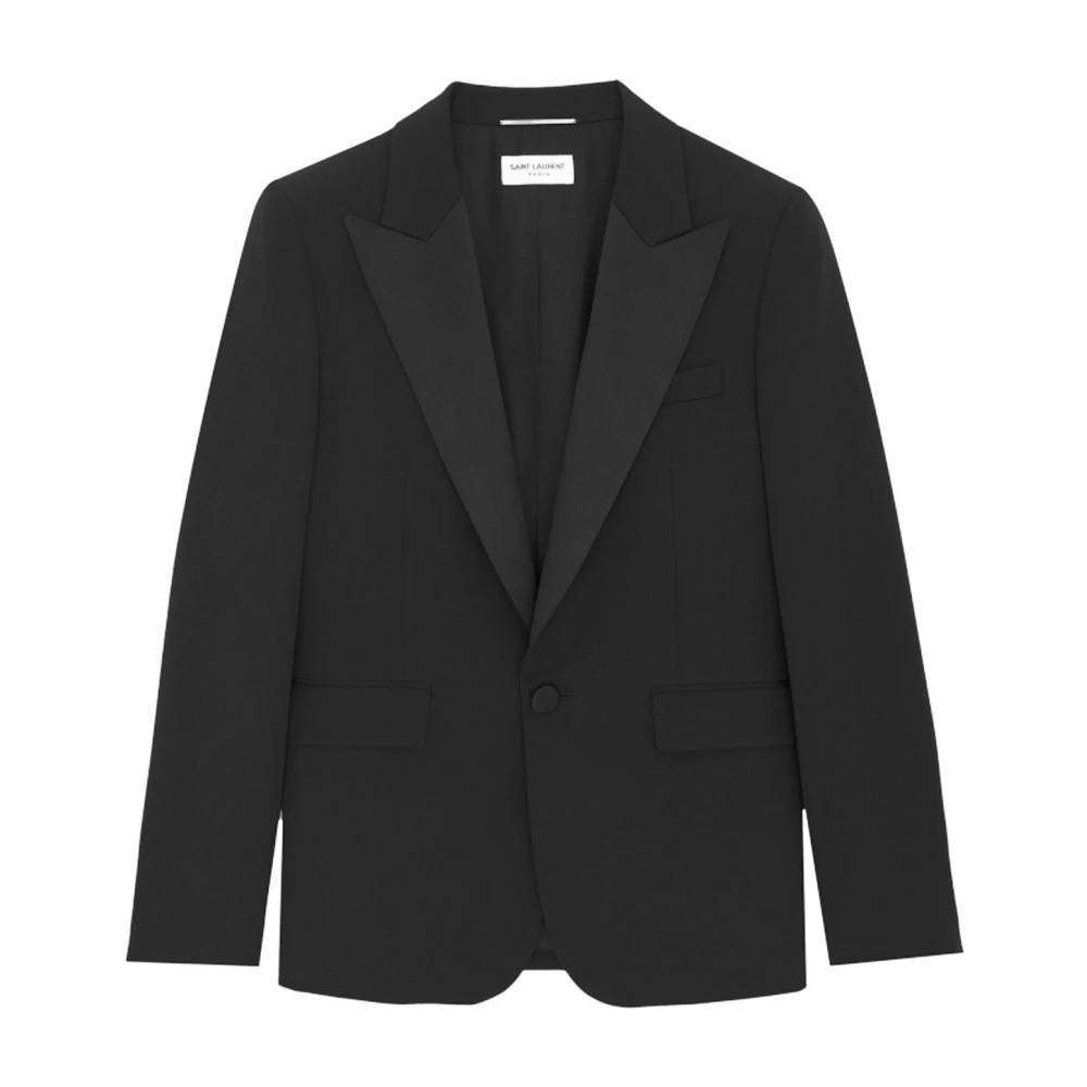 Saint Laurent Zwarte Smokingjas Elegant Essentieel Black Heren