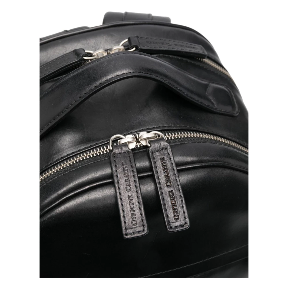 Officine Creative Leren rugzak Quentin 012 Black Heren