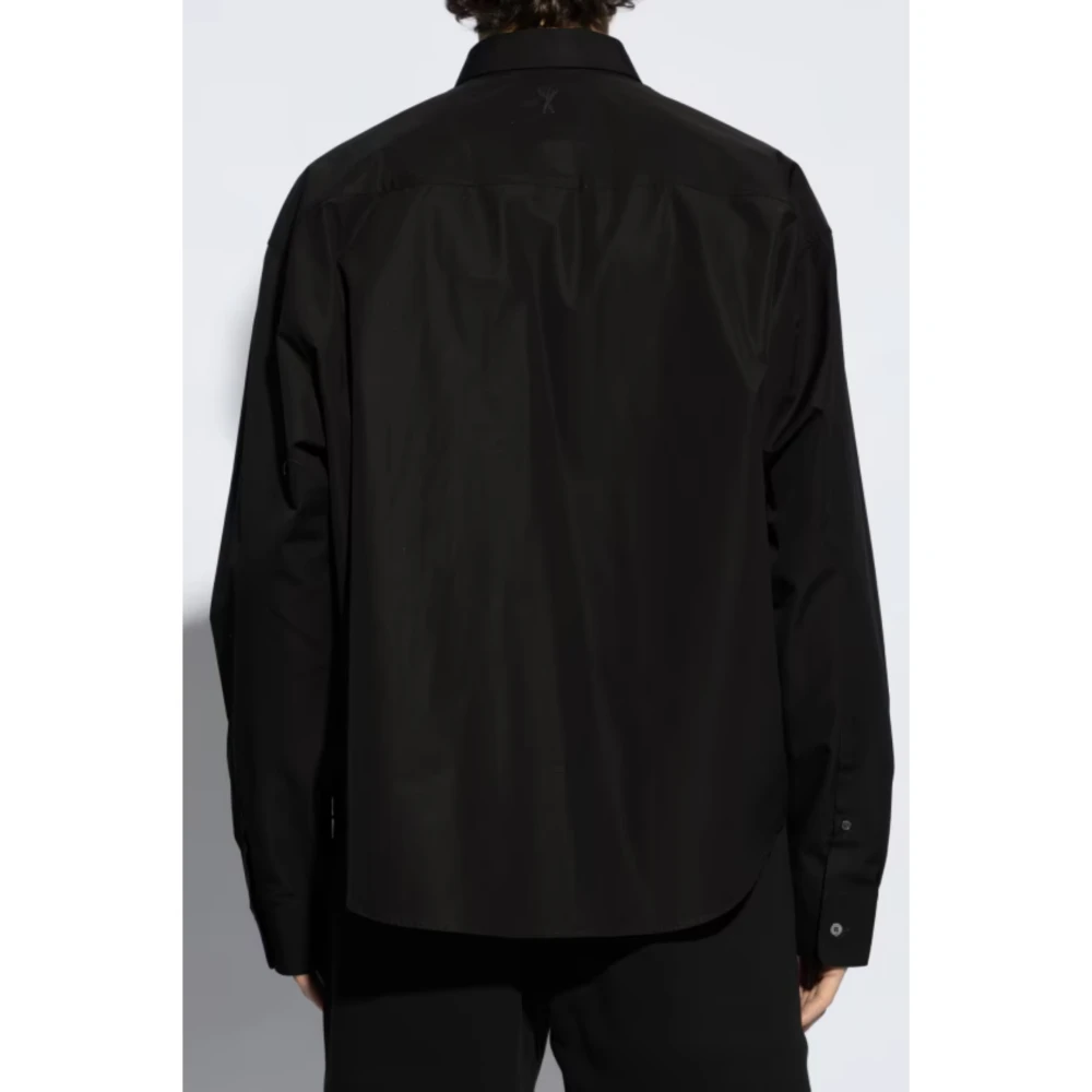 Ami Paris Zwarte Boxy Korte Mouw Shirt Black Heren