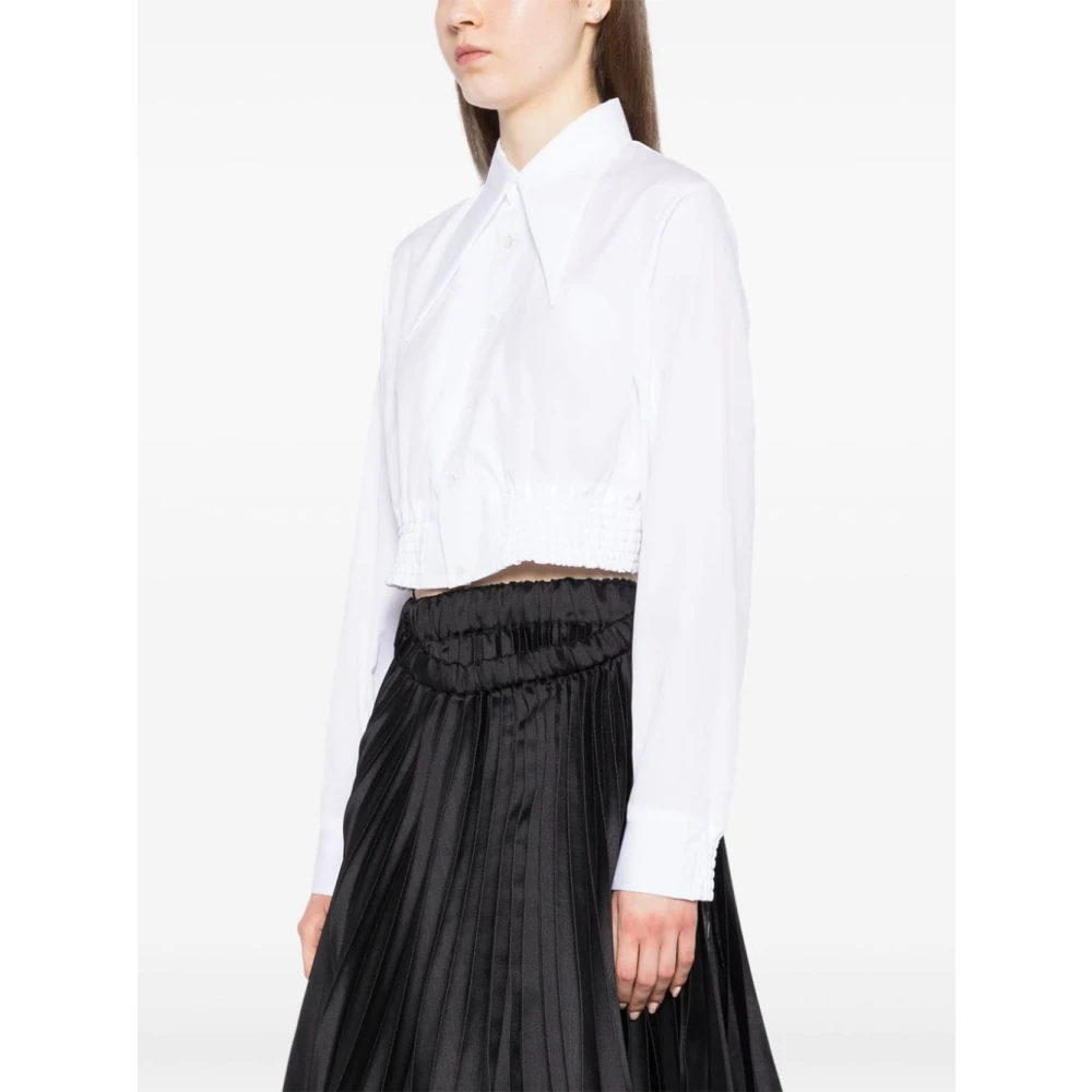 Noir Kei Ninomiya Witte Crop Katoenen Overhemd White Dames