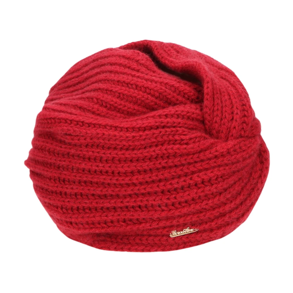 Borsalino Women's Red Ribbed Eco-Cashmere Turban For Autumn/Winter