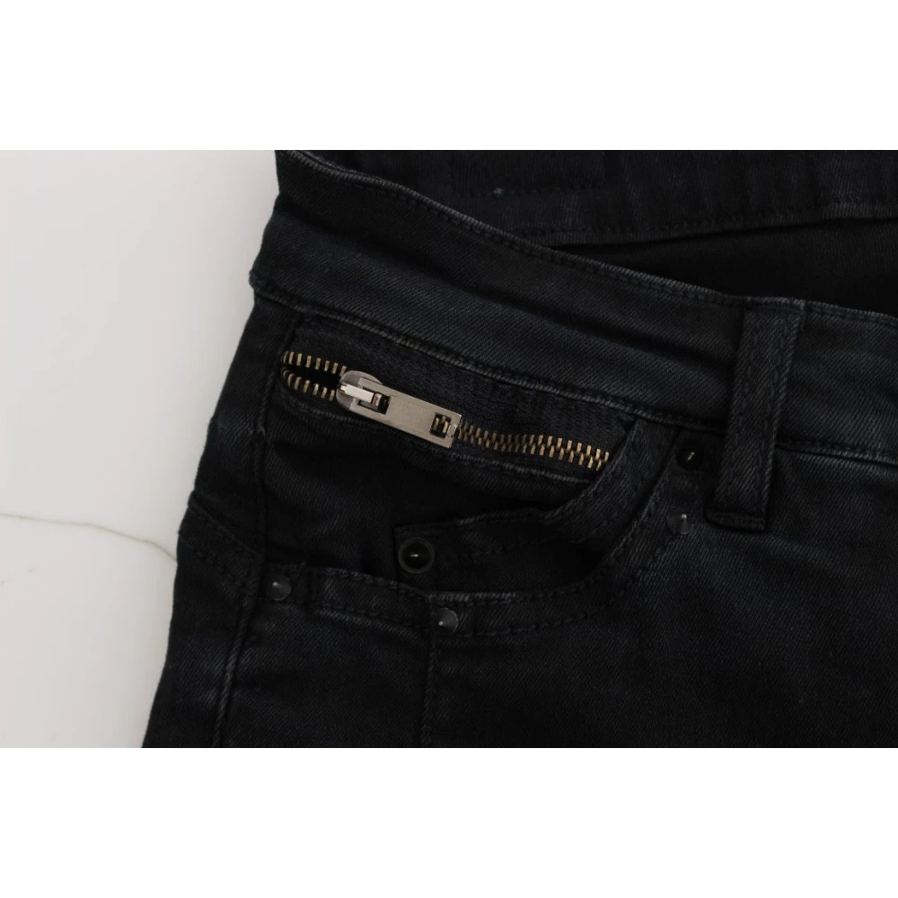 Costume National Slim Fit Designer Jeans in Zwart Black Dames