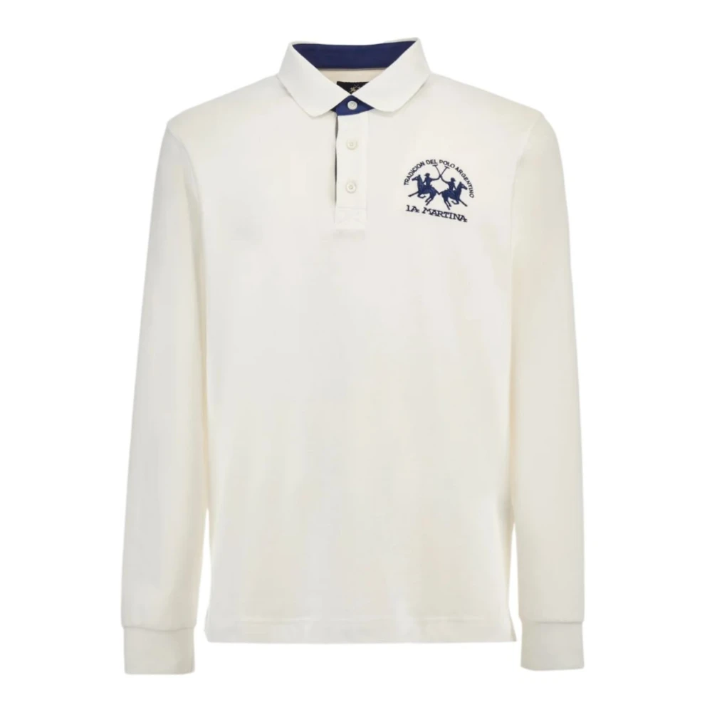 LA MARTINA Lange mouw polo shirt met voorlogo White Heren