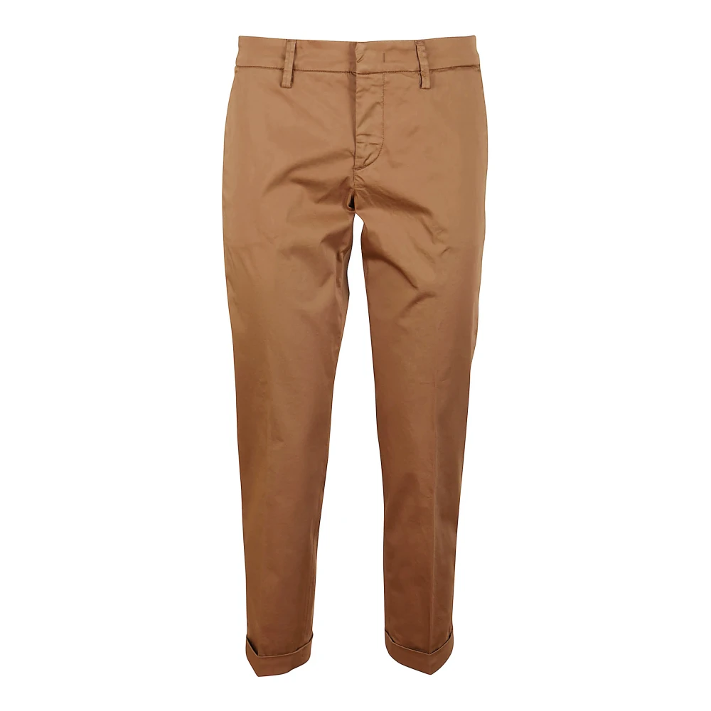 Fay Witte Stretch Katoenen Capri Broek Brown Dames