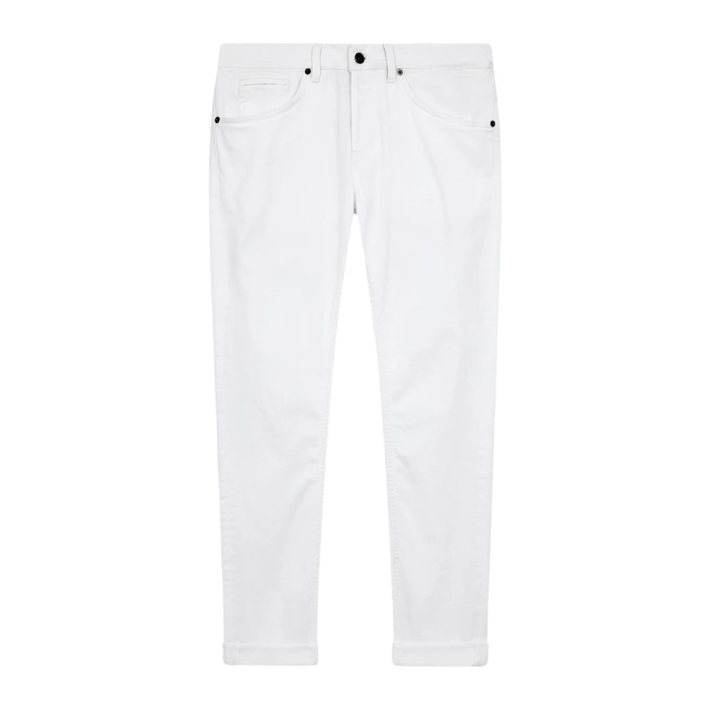Dondup Witte Skinny-Fit Jeans met Logo Plaque White Heren