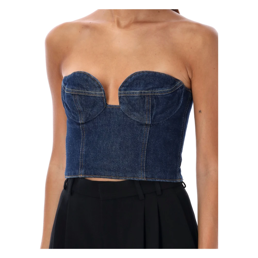 Magda Butrym Denim Bustier Top Navy Aw24 Blue Dames