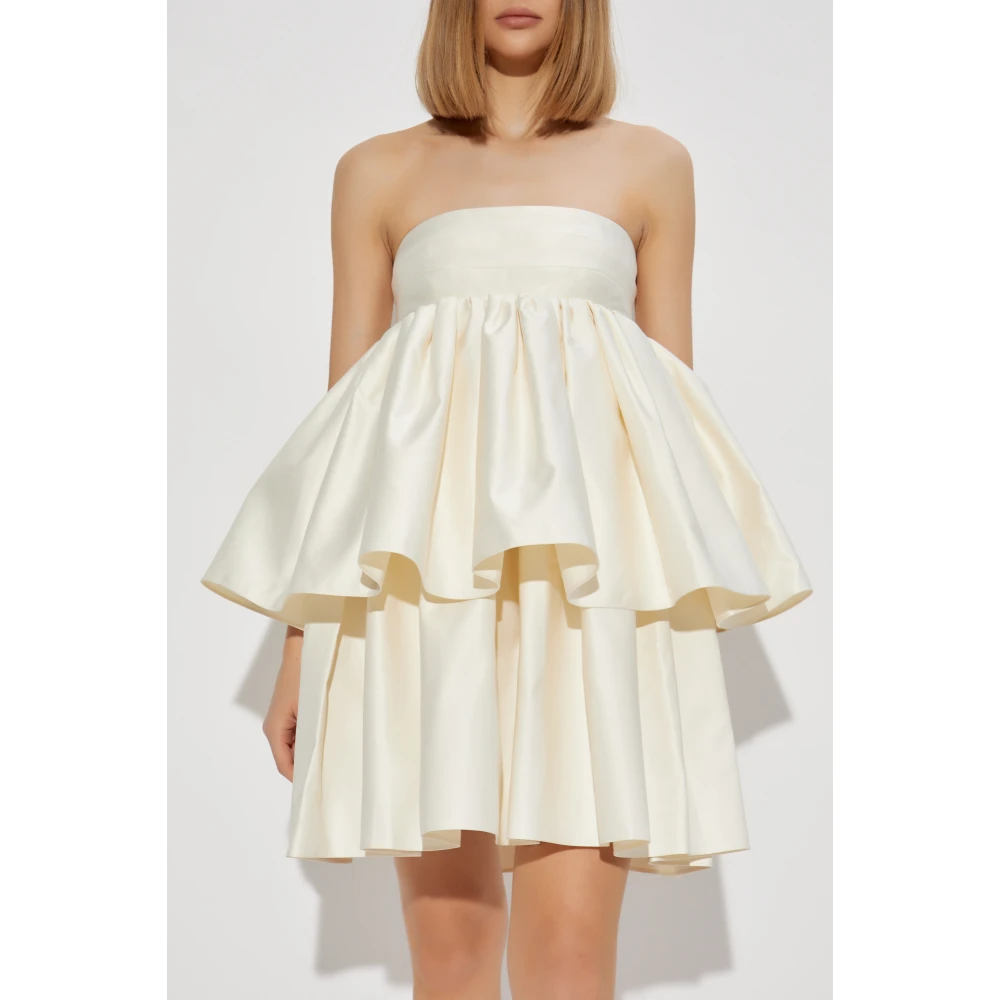 Rotate Birger Christensen Jurk met Ruches Beige Dames