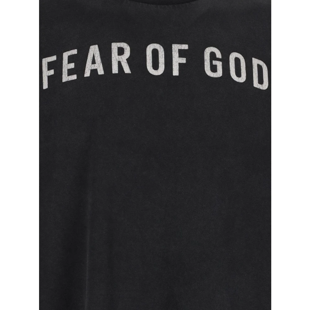 Fear Of God Zwart Logo Print Crew Neck T-shirt Black Heren