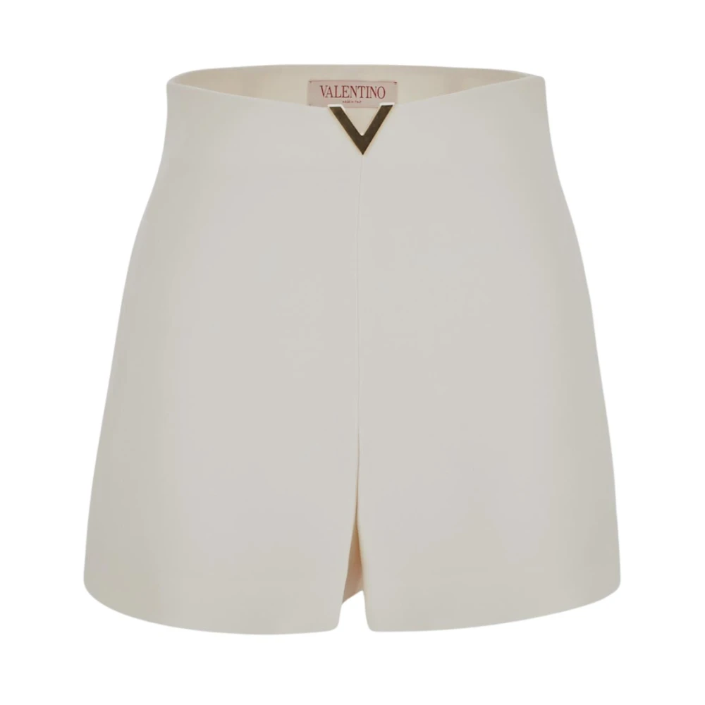 Valentino Garavani Gouden V-detail Crepe Couture Shorts White Dames
