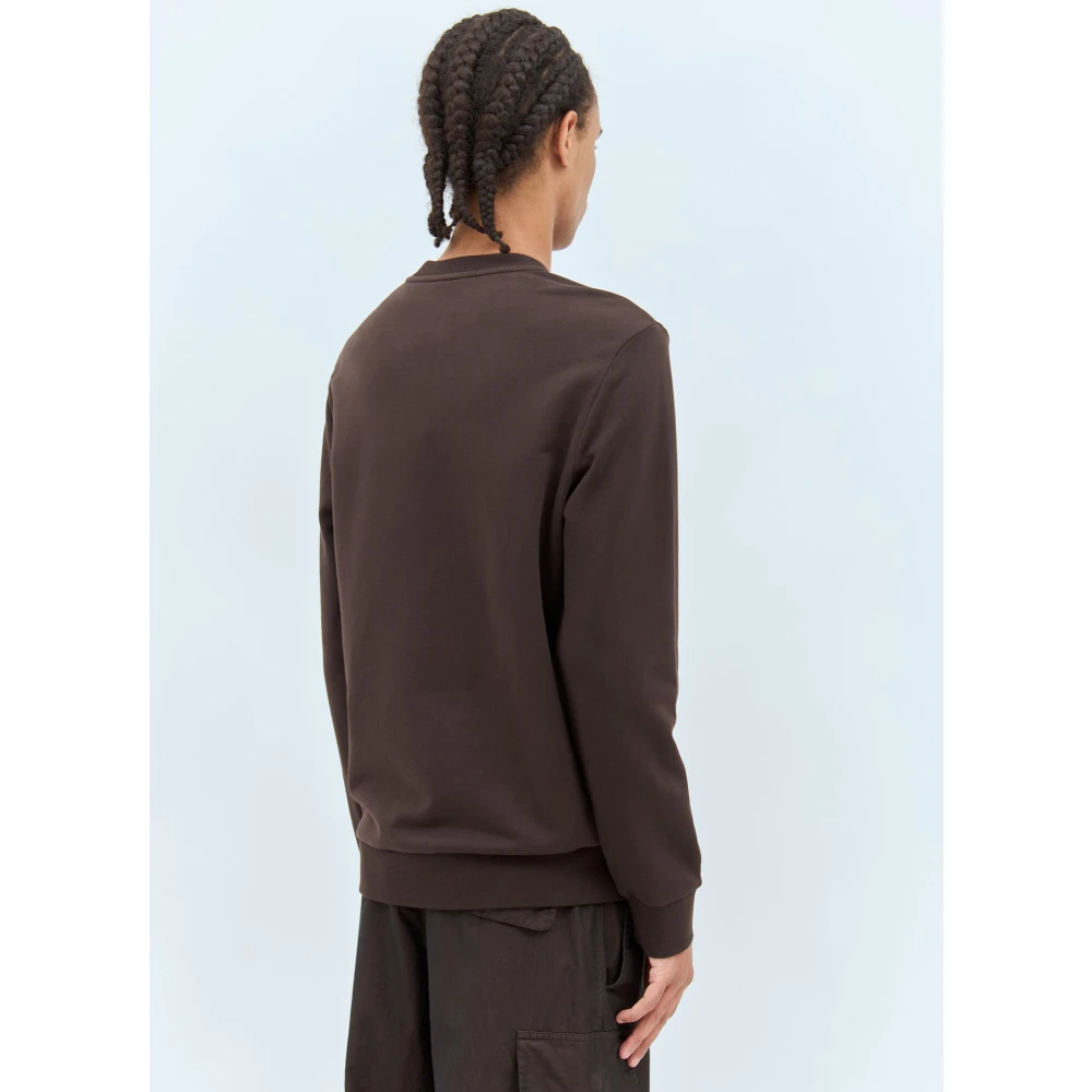 Moncler Katoenen Jersey Logo Borduurwerk Sweatshirt Brown Heren