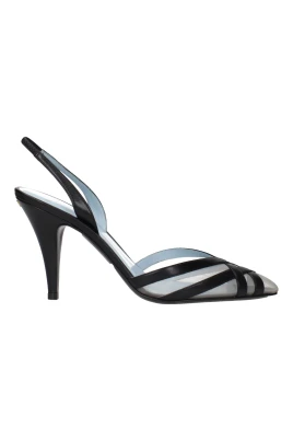 Svarta läderhögklackade pumps