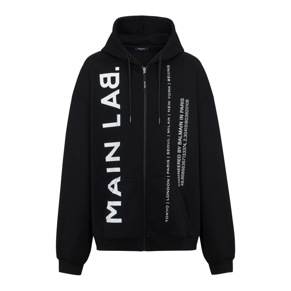 Balmain Main Lab Zipped Hoodie Black Heren
