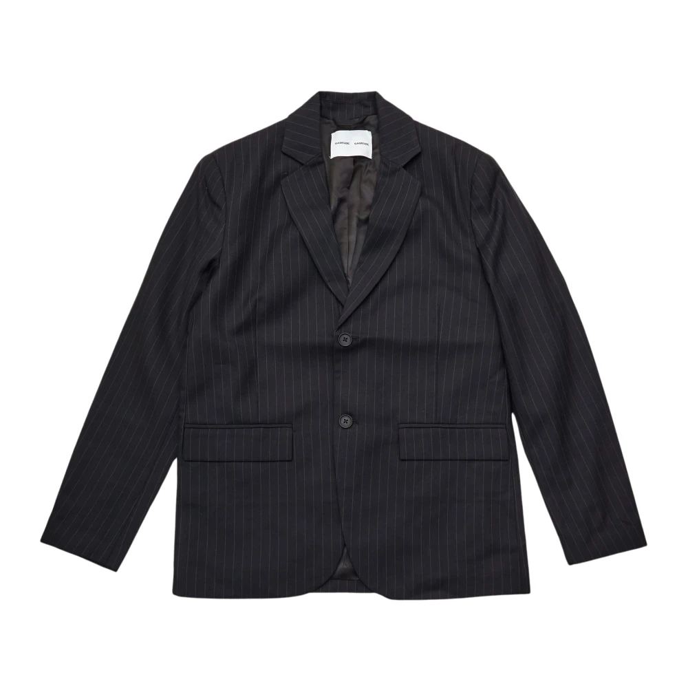 Samsøe Zwart Pinstripe Blazer Black Heren