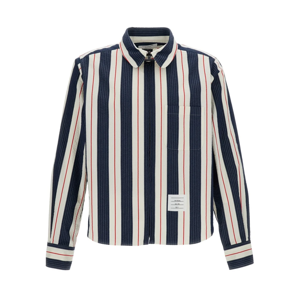Thom Browne Men's Multicolor Striped Seersucker Shirt, Casual Shirts, M, Shirts