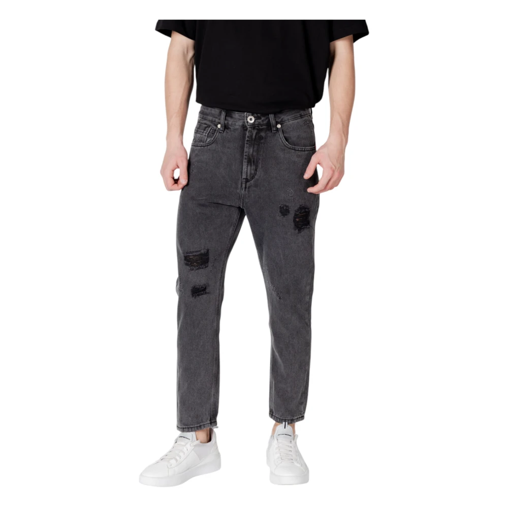 Gianni Lupo Zwarte katoenen jeans met zakken Black Heren