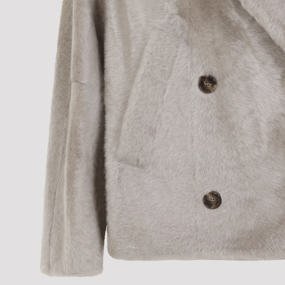 Yves Salomon Luxe Faux Fur Shearling Jas Gray Dames