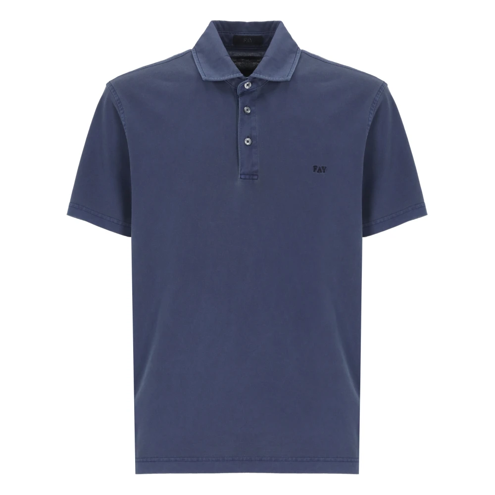 Fay Blauw Poloshirt met Knopen Blue Heren
