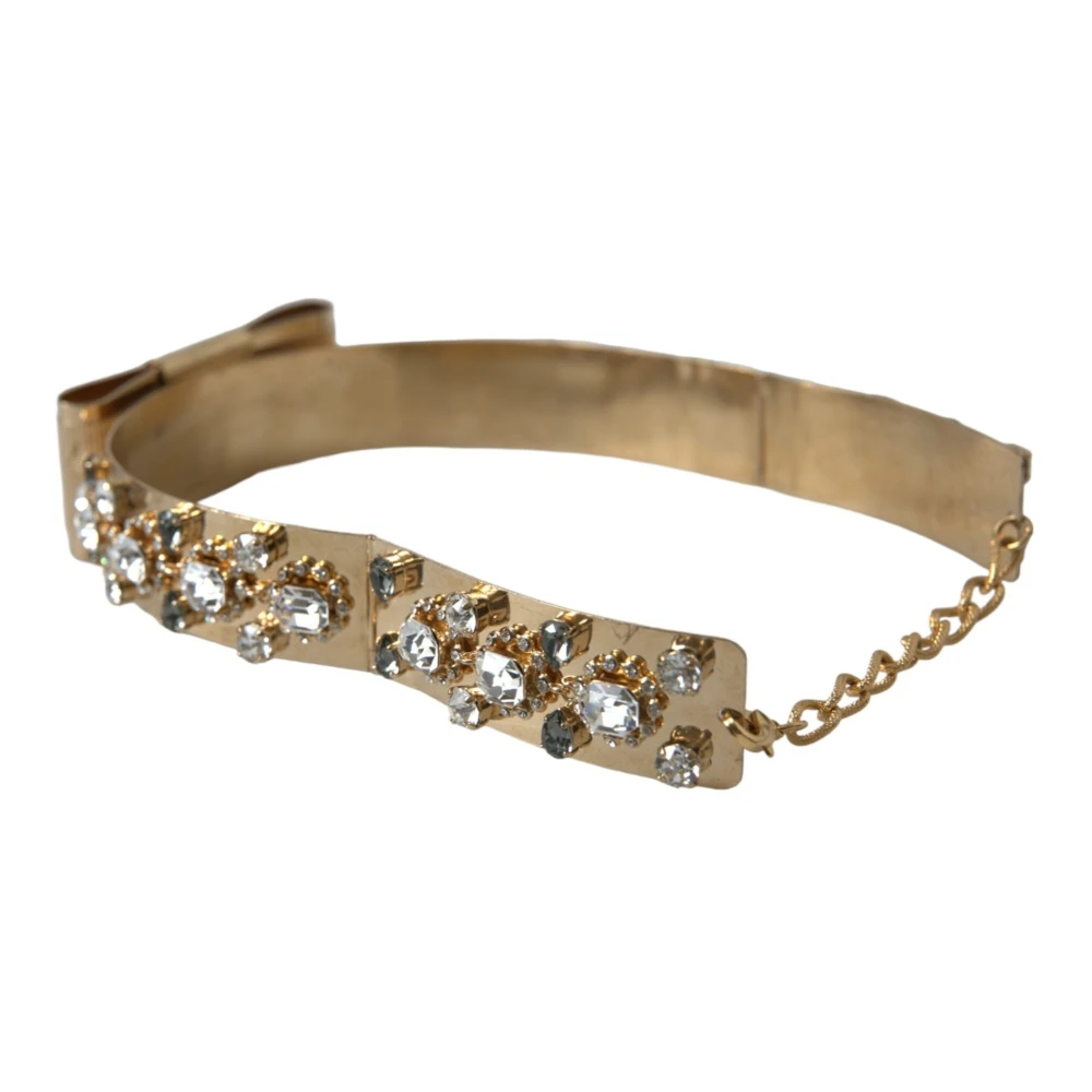 Dolce & Gabbana Kristalversierde Gouden Taille Riem Yellow Dames