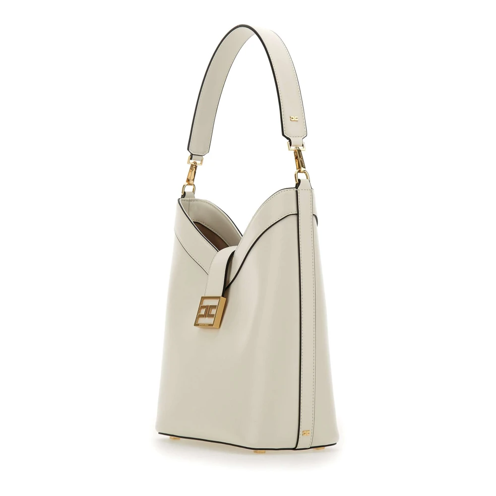 Elisabetta Franchi Vegan leren schoudertas wit White Dames