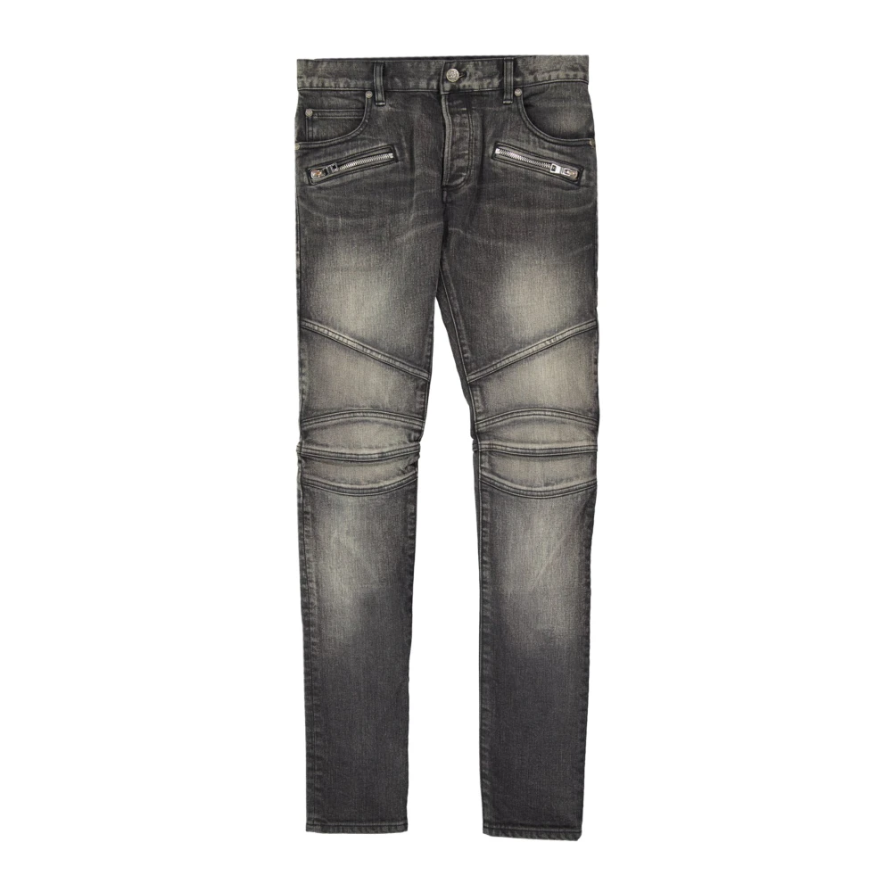 Balmain Grijze Jeans met Logo Detail Gray Heren