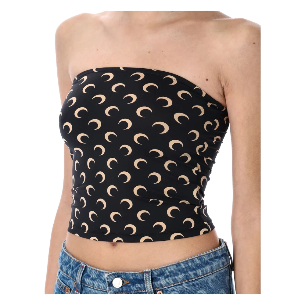 Marine Serre Maan Allover Bustier Top Black Dames