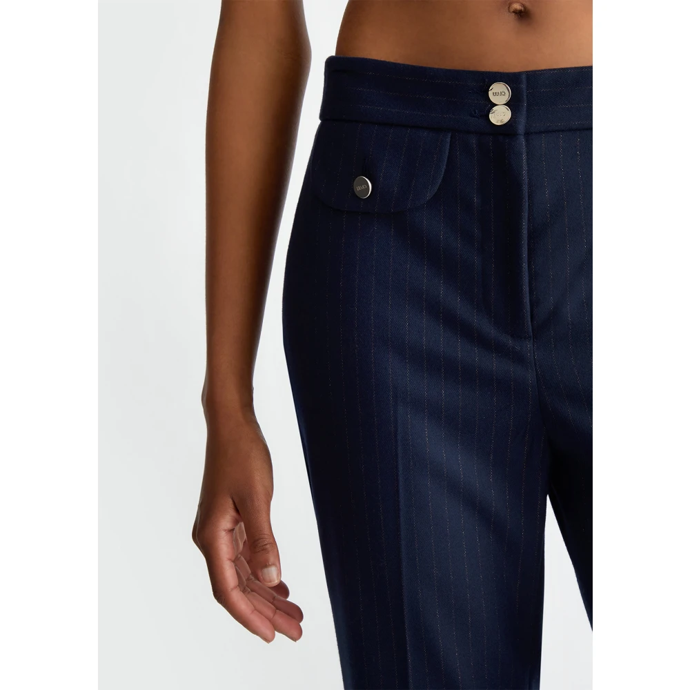 Liu Jo Slim Fit Flanellen Gestreepte Broek Blue Dames