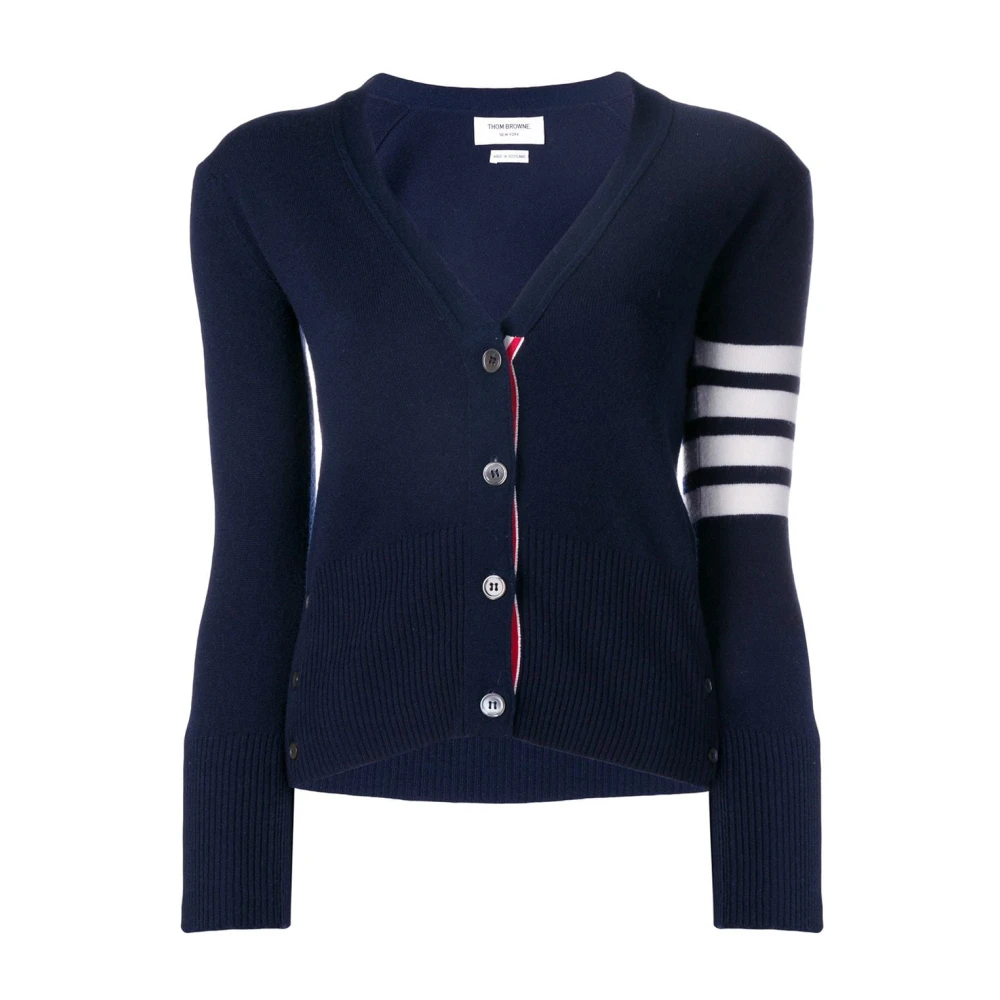 Blå Stripet Cashmere Cardigan Sweater