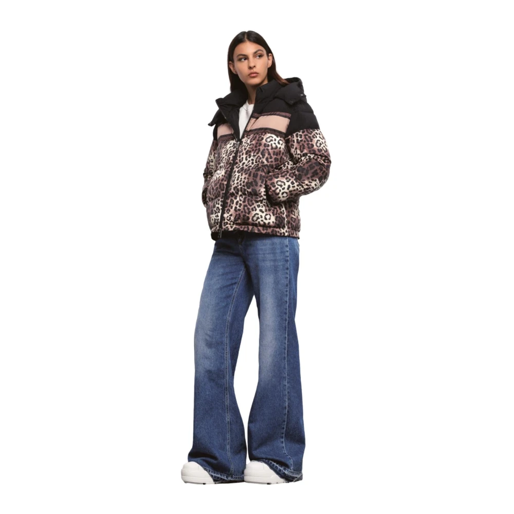 Gaëlle Paris Luipaardprint Beige Gewatteerde Jas Multicolor Dames