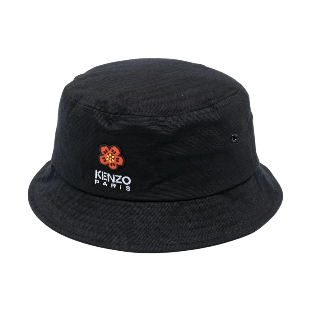 Kenzo Zwarte Flower Crest Bucket Hat Black Heren