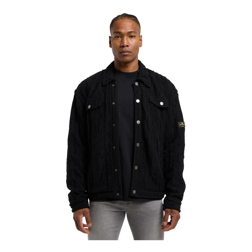 carlo colucci Luxe Gebreide Blouson met Gouden Print Black Heren