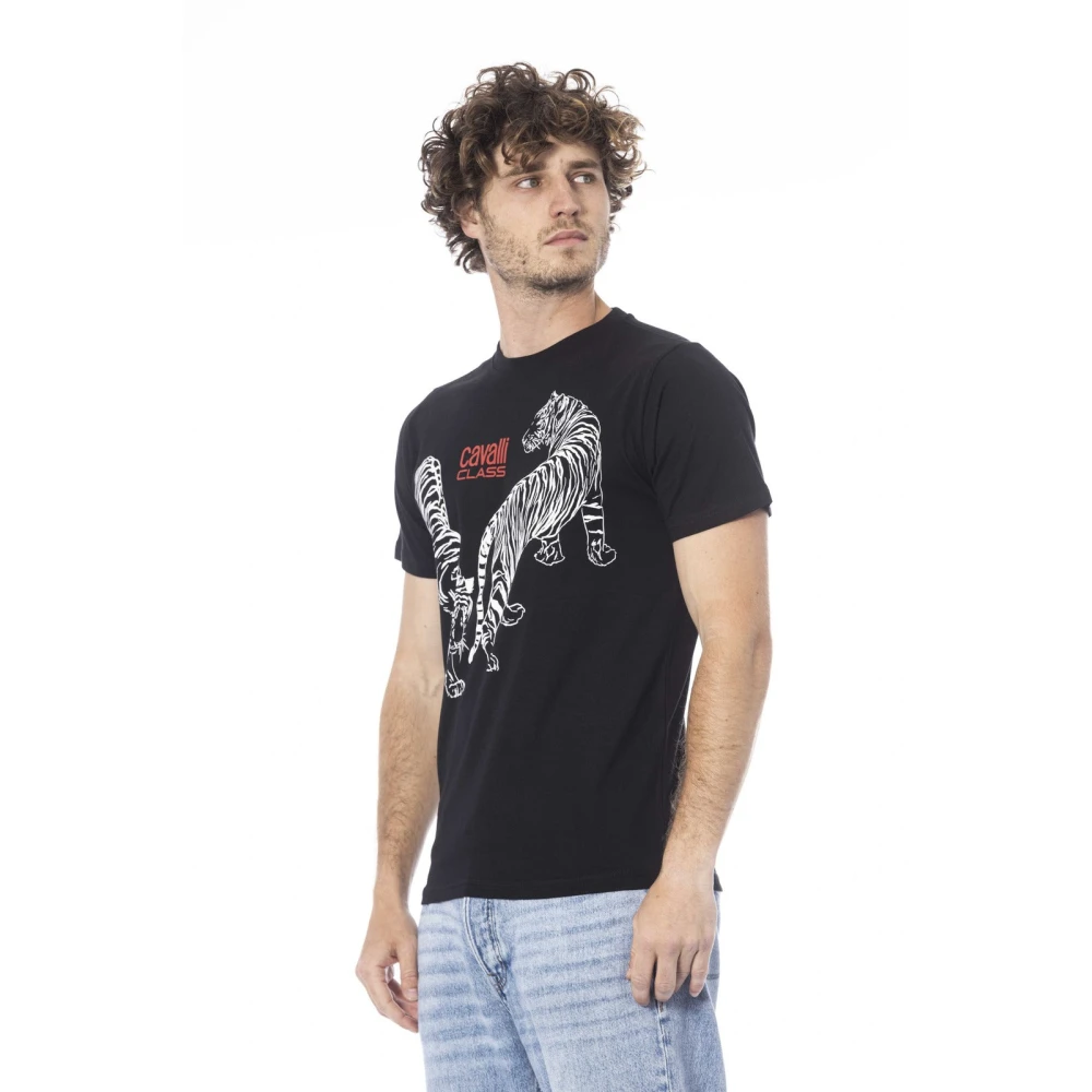 Cavalli Class Casual Stijl Logo Print T-Shirt Black Heren