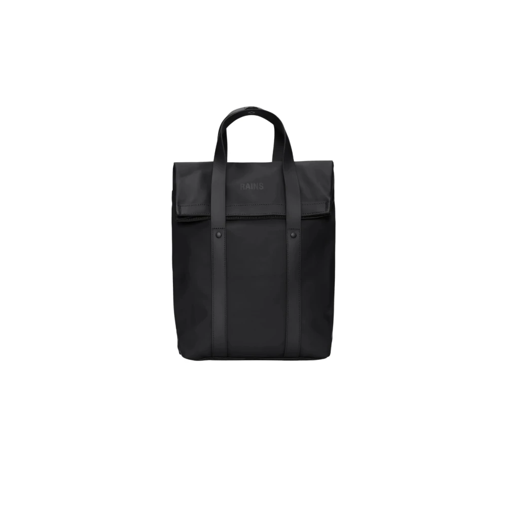 Rains Unisex Black Backpacks, One Size, 2 Way Tote Backpack Mini