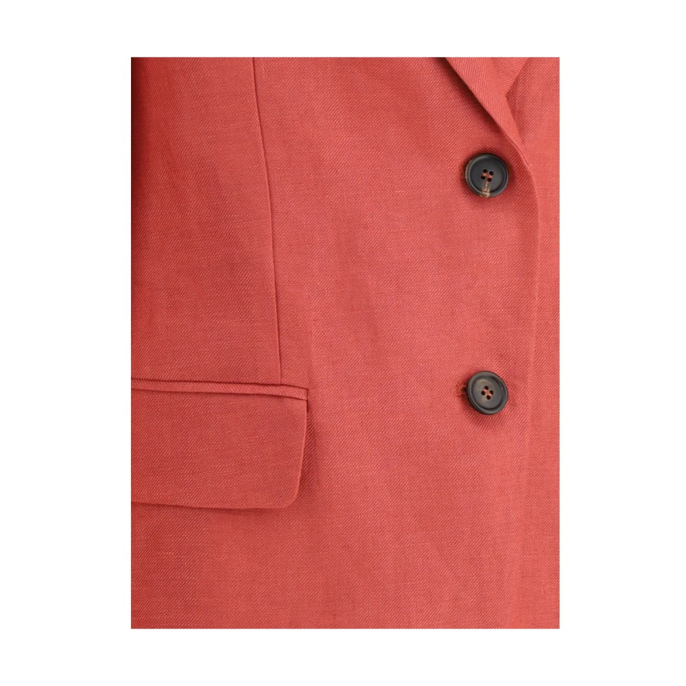 BRUNELLO CUCINELLI Elegant Hemp Linen Blazer Jacket Red Dames