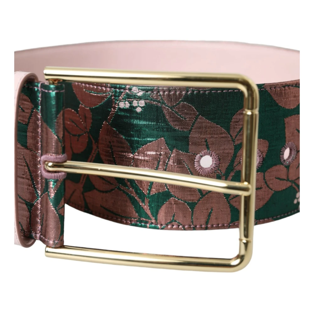 Dolce & Gabbana Bloemen Jacquard Lurex Riem met Gouden Gesp Multicolor Dames