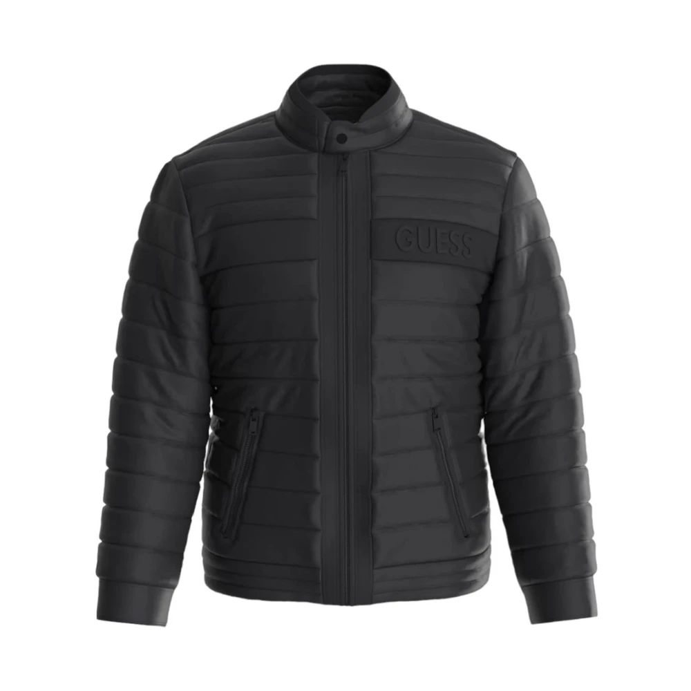 Guess Nep Leren Jas Black Heren