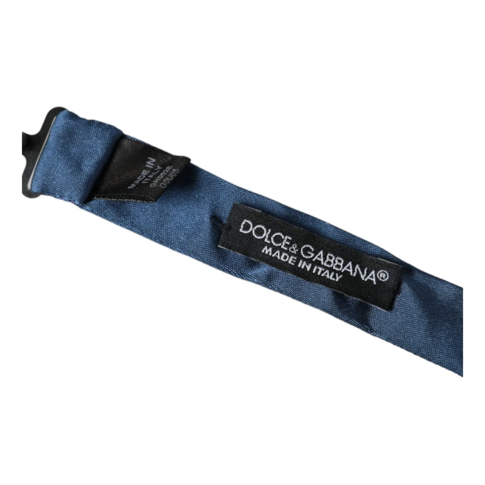 Dolce & Gabbana Blauw Satijn Verstelbare Nek Heren Vlinderdas Blue Heren