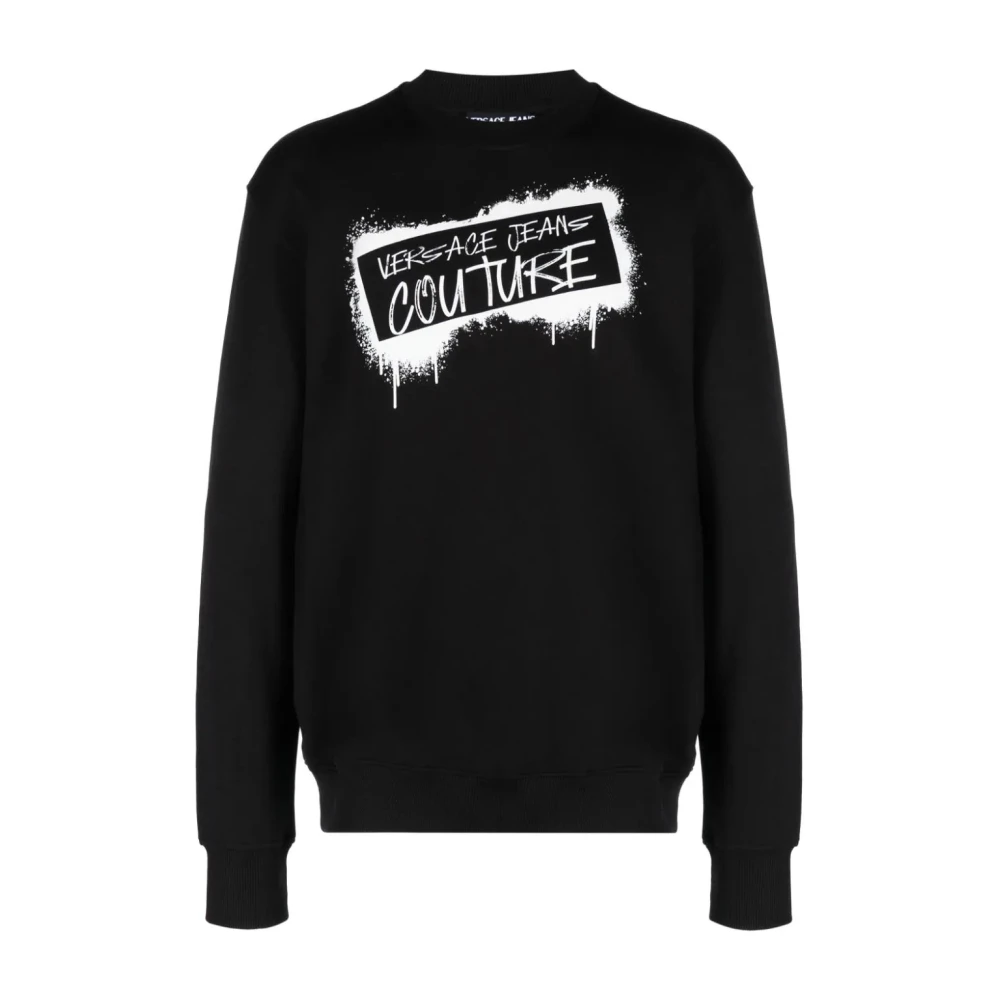 Versace Jeans Couture Graffiti R Logo Zwarte Sweatshirt Black Heren