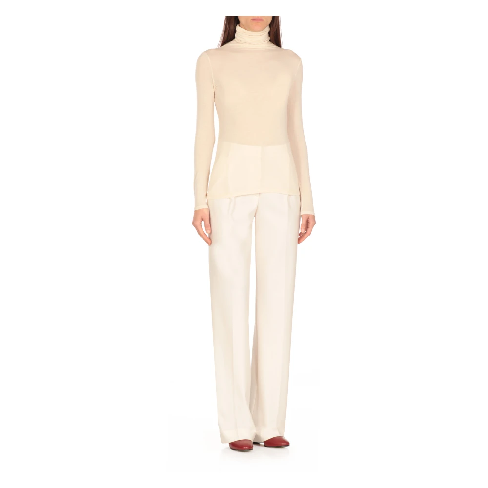 Antonelli Firenze Ivoor Hoge Hals Trui Lange Mouwen Beige Dames