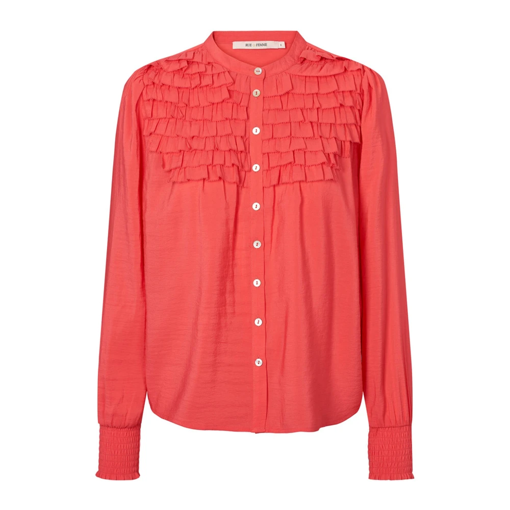 RUE de Femme Vrouwelijke Blouse met Ruchedetails Red Dames