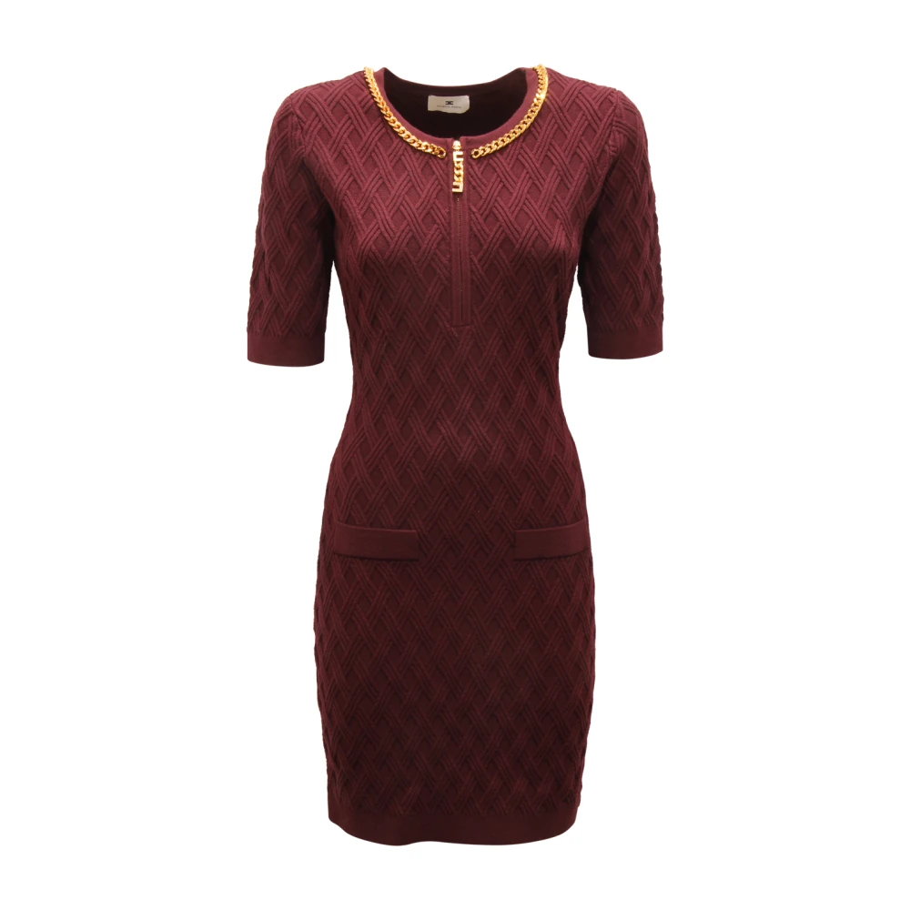 Elisabetta Franchi Brown Knitted Dresses, Female, L, Knitted Dress