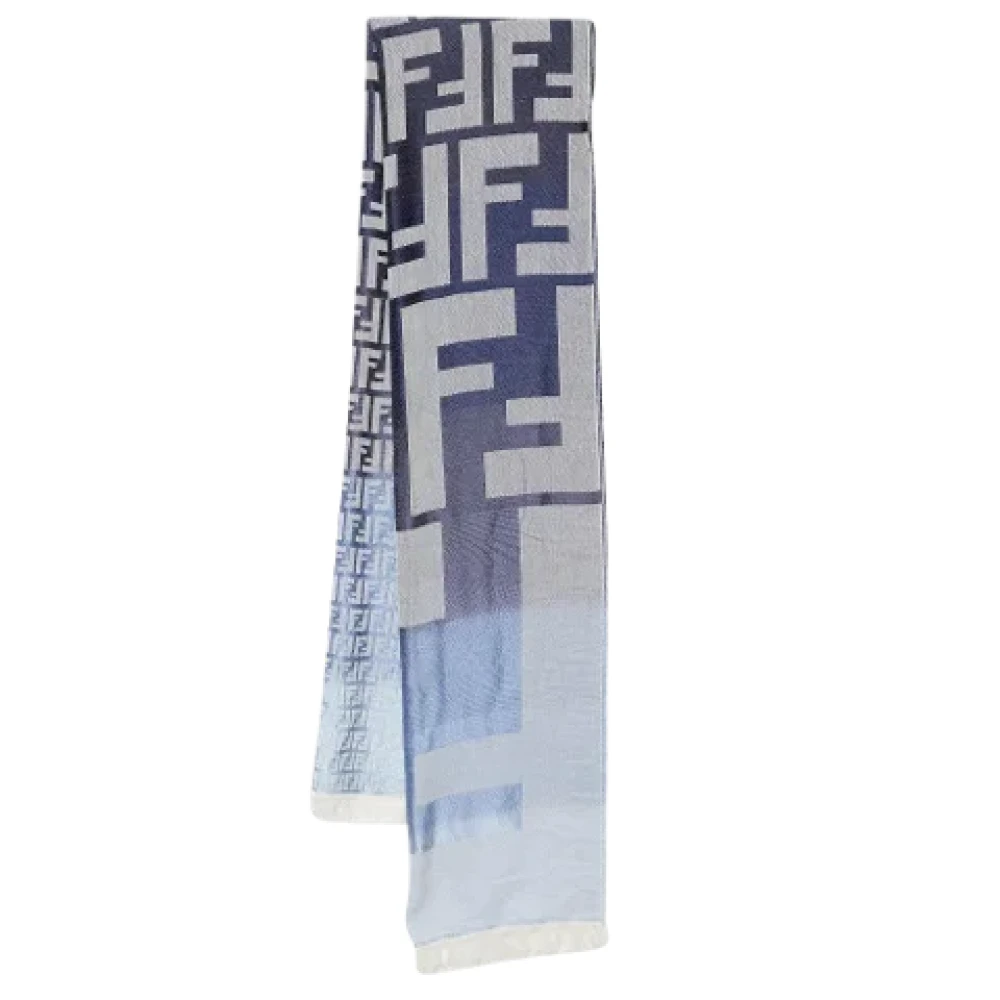 Fendi Vintage Pre-owned Silk scarves Blue Dames