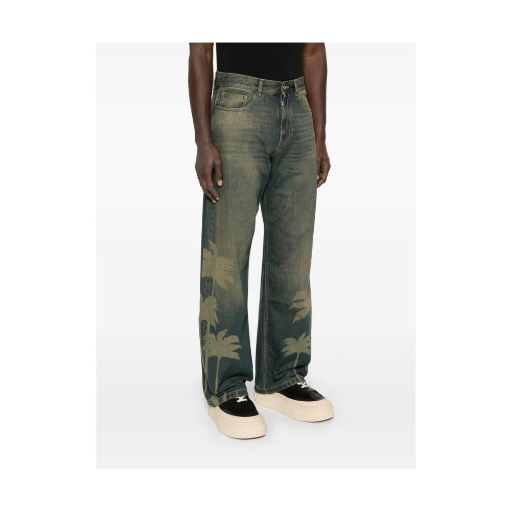 Palm Angels Poederblauwe Jeans met Klassieke Stijl Black Heren