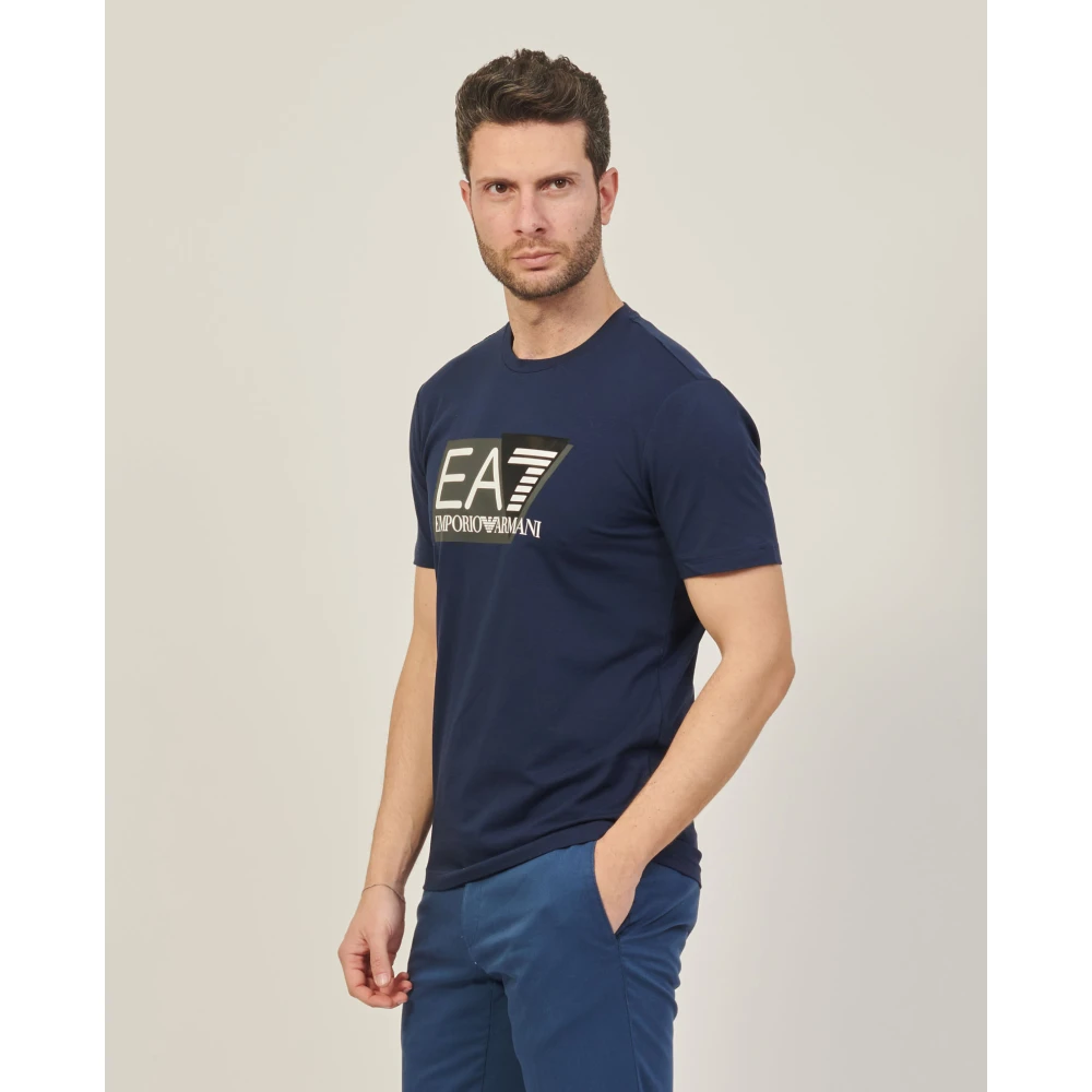 Emporio Armani EA7 Blauw Katoenen Heren T-shirt Blue Heren