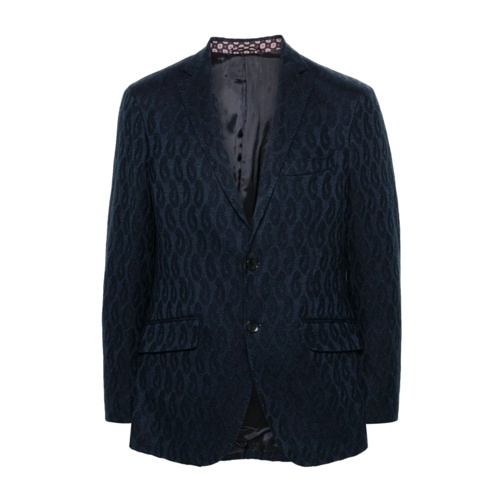 ETRO Blauwe Textuur Katoenen Jas Blue Heren
