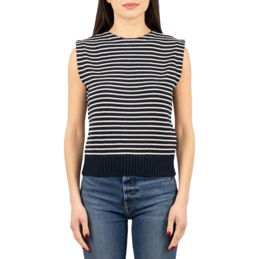 Weekend Max Mara Women's Blue Landa Gilet - Round-Neck Knitwear - M - Knitwear
